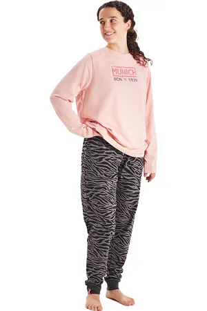 Munich Womens long-sleeved winter round neck pajamas MU4 - - Size Small