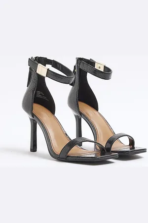 River Island Womens Heeled Sandals Patent Clasp Strap Pu - Size UK 2