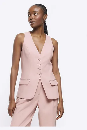 River Island Womens Waistcoat Button Up Longline - Size 14 UK