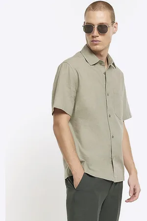 River Island Mens Shirt Regular Fit Linen Blend Cotton - Size X-Large