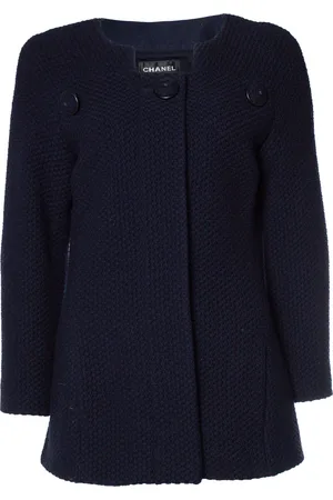 CHANEL Pre-owned Womens navy blue wool mod coat - Size EU 38 (Womens)