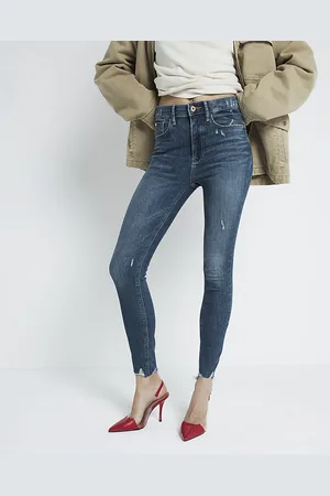 River Island Womens Super Skinny Jeans High Waisted Cotton - Size UK 6 Long