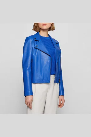 HUGO BOSS Womens C_Saleli Leather Jacket in - Size 10 UK