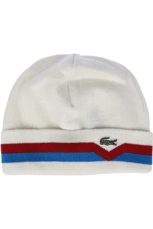 Lacoste Mens Accessories Made in France Striped Turned Edge Wool Beanie in Multi colour - Cotton - One Size