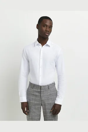 River Island Mens Shirt Slim Fit Easy Iron Cotton - Size Large