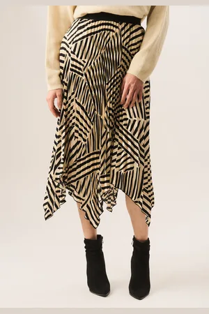 Gini London Womens Assymetric Hem Pleated Midi Skirt - - Size 14 UK