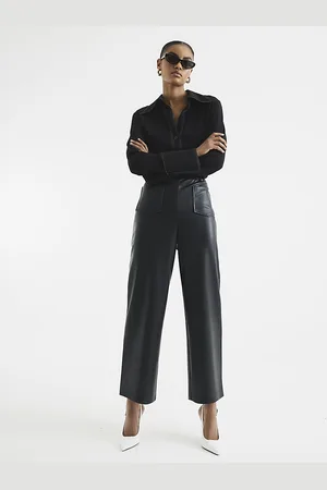 River Island Womens Straight Trousers Faux Leather Pocket Pu - Size 6 UK