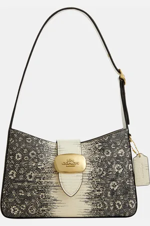 Coach Womens Eliza Shoulder Bag in Ring Lizard-Embossed Leather - - One Size