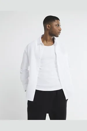 River Island Mens Shirt Long Sleeve Relaxed Seersucker - Size Large