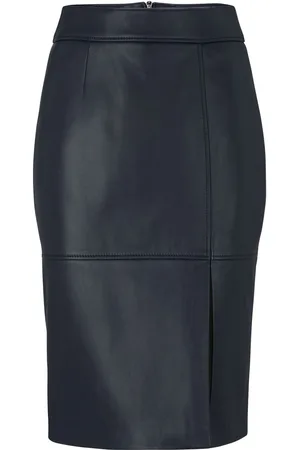 HUGO BOSS Womens Setora Slim-Fit Pencil Skirt in Leather - Size 14 UK