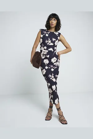 River Island Womens Shift Midi Dress Blur Floral - Size 6 UK