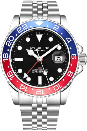 Stuhrling Mens Red and Blue Meridian GMT Quartz 42mm - - One Size