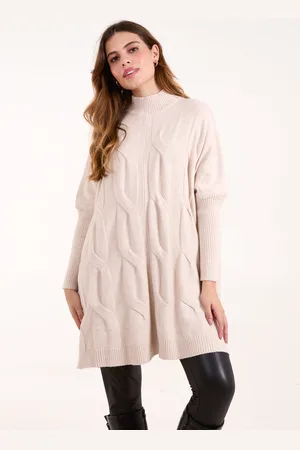 Blue Vanilla Womens Stand Neck Big Cable Jumper - - One Size