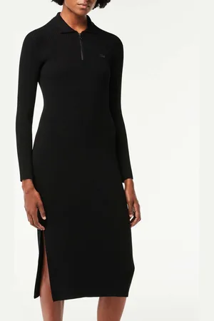 Lacoste Womens Seamless Knit Ribbed Polo Dress in Textile - Size 6 UK