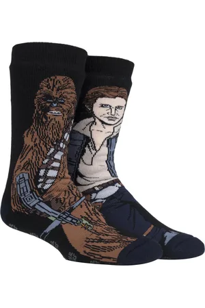 Heat Holders Mens Film & TV Themed Thermal Slipper Socks - Han Solo / Chewbacca - Nylon - Size UK 6-11