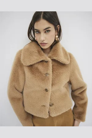 River Island Womens Jacket Faux Fur Button Up - Size 14 UK