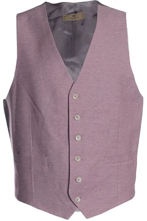 Hackett Mens Textured Knit Waistcoat in Berry - - Size 43 (Chest)