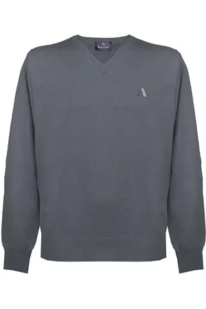 Aquascutum Mens Long Sleeved/V-Neck Knitwear Jumper with Logo in - Size Small