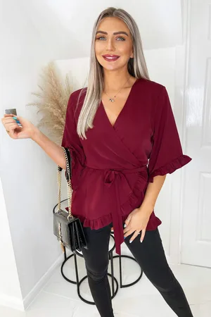 Ax Paris Womens Frill Hem Wrap Top - Size 8 UK