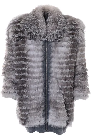 Bally Womens Fur Coat with Collar in and White - Size 14 UK