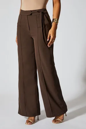 MissPap Womens Wide Leg Tie Side Tailored Trousers - - Size 8 UK