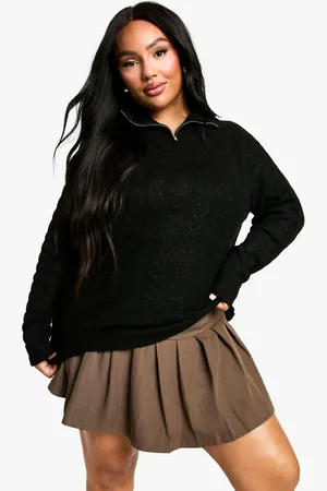 Boohoo Womens Plus Soft Cable Funnel Neck Jumper - - Size 20 UK