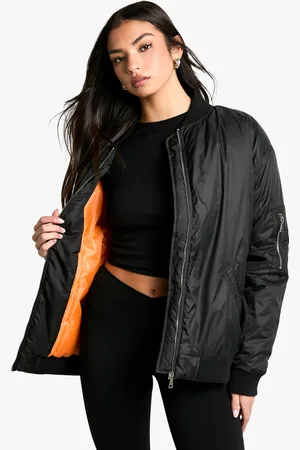 Boohoo Womens Oversized Contrast Lining Bomber Jacket - - Size 10 UK