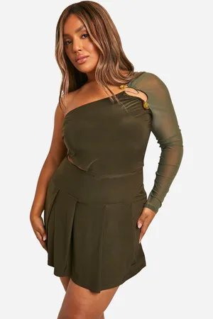 Boohoo Womens Plus Slinky Cut Out Asymmetric Skort Playsuit - - Size 28 UK