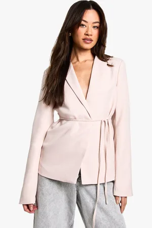 Boohoo Womens Tall Textured Tie Detail Blazer - - Size 8 UK