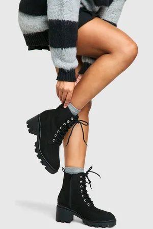 Boohoo Womens Lace Up Heel Hiker Boot - - Size UK 5