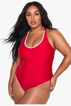Boohoo Womens Plus Contrast Binding Swimsuit - - Size 24 UK