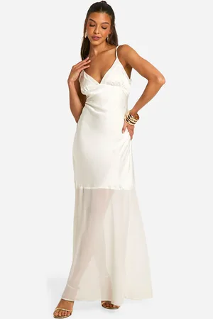 Boohoo Womens Chiffon Satin V Neck Maxi Dress - - Size 16 UK
