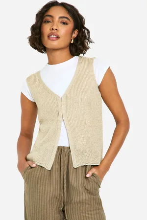 Boohoo Womens Tall Textured Knit Waistcoat - - Size 14 UK