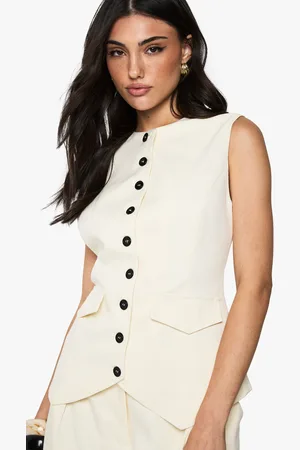 Boohoo Womens Contrast Button Longline Fitted Tailored Waistcoat - - Size 12 UK