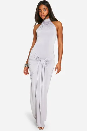 Boohoo Womens Halterneck Tie Front Slinky Maxi Dress - - Size 18 UK