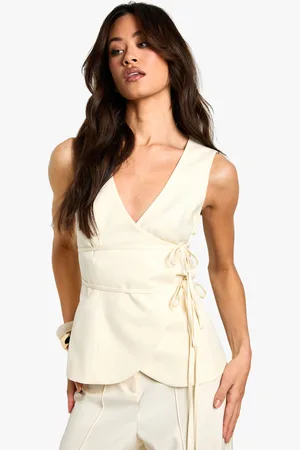 Boohoo Womens Tall Linen Look Waistcoat - - Size 10 UK