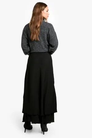 Boohoo Womens DOUBLE LAYER CHIFFON MIDAXI SKIRT - - Size 10 UK