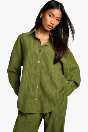Boohoo Womens Woven Crinkle Textured Shirt - - Size 10 UK
