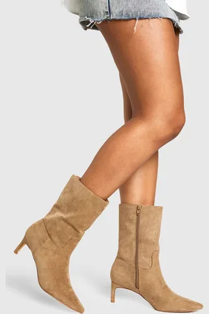 Boohoo Womens Calf high Low Heeled Pointed Boots - - Size UK 6