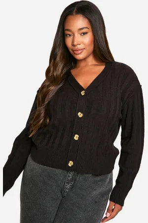 Boohoo Womens Plus Seam Detail Soft Rib Knit Boyfriend Cardigan - - Size 22 UK