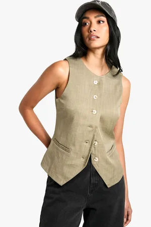 Boohoo Womens Woven Tailored Button Waistcoat - - Size 14 UK