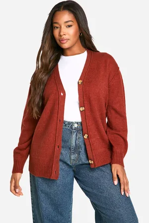 Boohoo Womens Plus Seam Detail Soft Knit Boyfriend Oversized Cardigan - - Size 22 UK