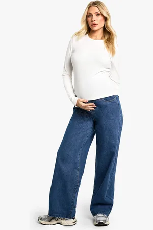 Boohoo Womens Maternity Over The Bump Wide Leg Jeans - Cotton - Size 8 UK
