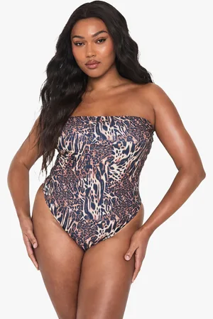 Boohoo Womens Plus Swimwear Essentials Bandeau Swimsuit - Size 26 UK