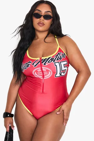 Boohoo Womens PLUS GRAPHIC STRAPPY SWIMSUIT - - Size 18 UK