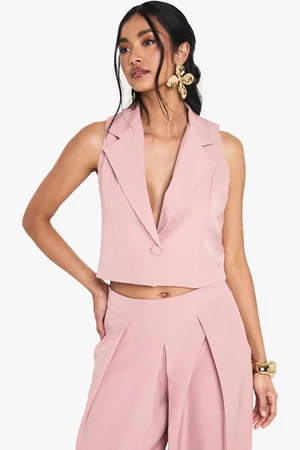 Boohoo Womens Linen Look Tailored Cropped Waistcoat - - Size 12 UK