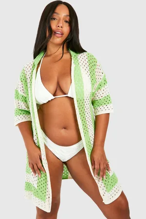 Boohoo Womens Plus Crochet Square Print Beach Shirt - - Size 24 UK