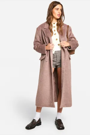 Boohoo Womens Oversized Double Breasted Wool Look Coat - - Size 10 UK