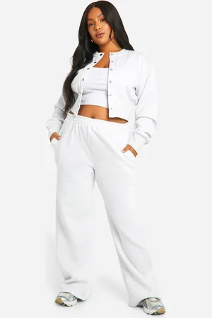 Boohoo Womens Plus Popper Detail Deep Hem Bomber Sweatshirt Tracksuit - Cotton - Size 26 UK