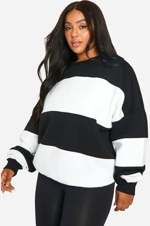 Boohoo Womens Plus Stripe Oversized Sweatshirt - Cotton - Size 22 UK